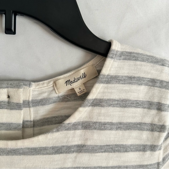 Madewell Button Back Dress with Gray & Cream Stripes Size S - Picture 3 of 4